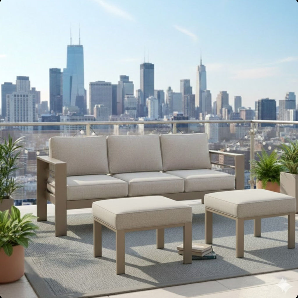All-Weather Patio Ottomans With Thick Cushions (Set of 2)