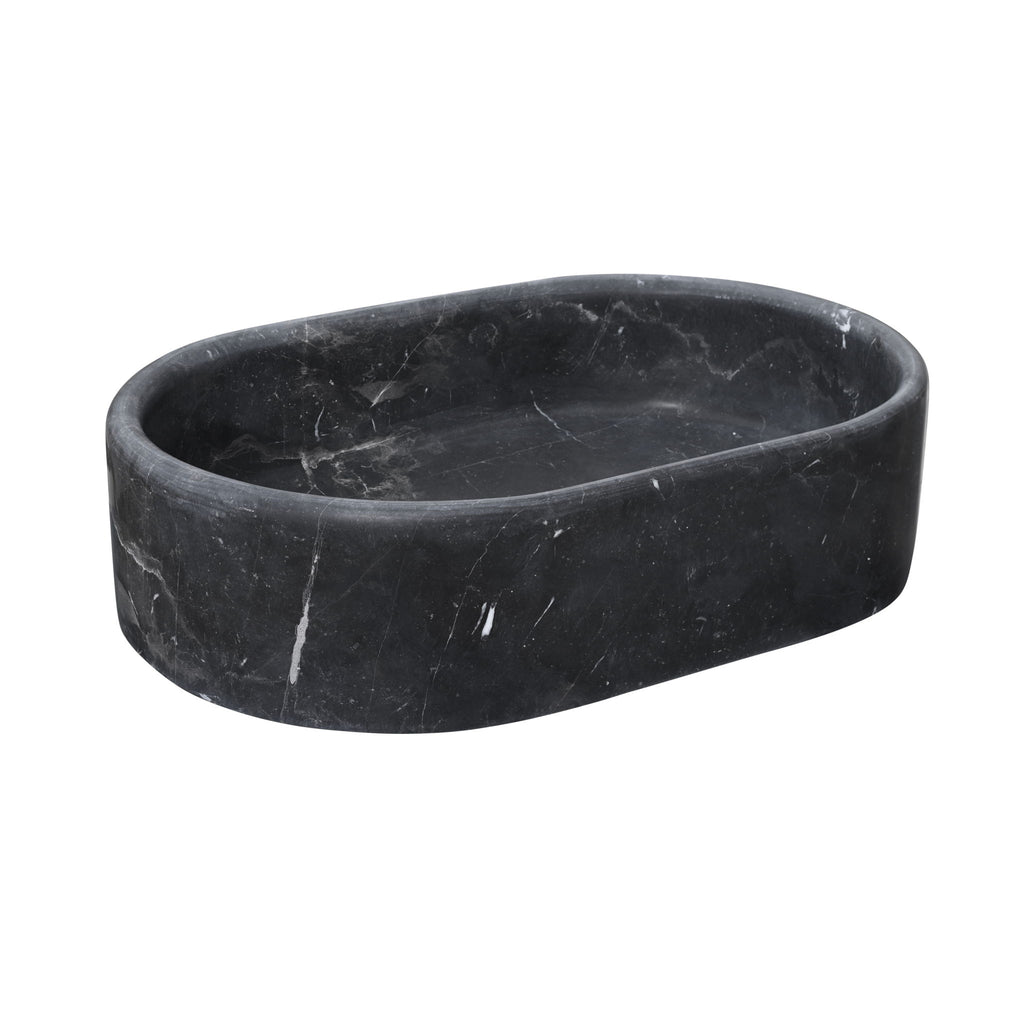 Vessel Sink, Oval Basin, Solid Above-Counter Vanity, Bowl For Master Bathroom - Dark Gray