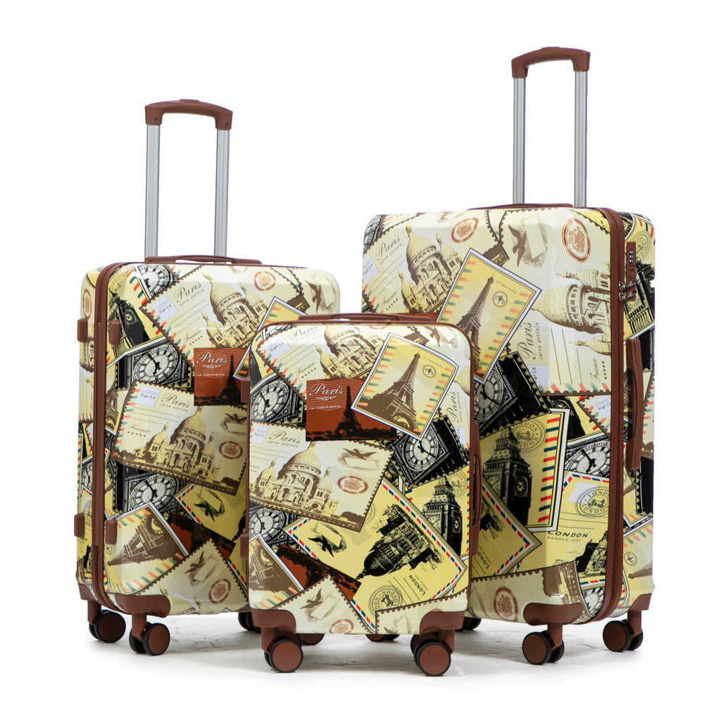 3 Piece Spinner Luggage Set 20" / 24" / 28" With Combination Lock And Silent Wheels - Black / Vintage