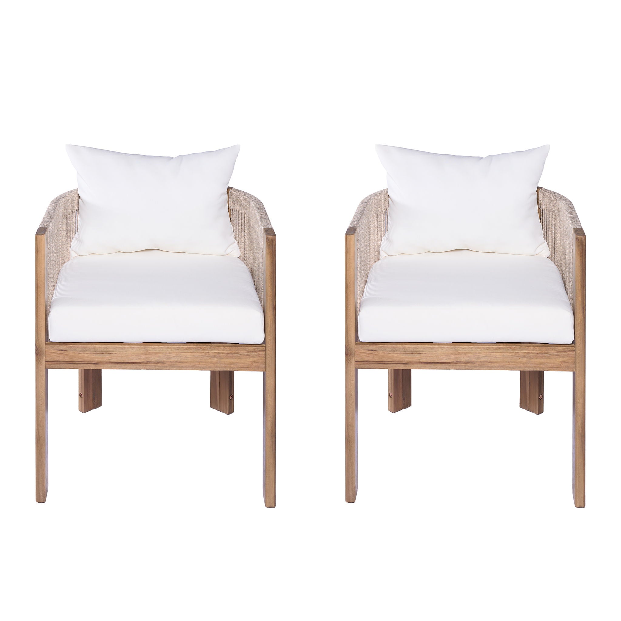 Matera - Patio Dining Chair (Set of 2) With Wraparound Back And Removable Cushion Cover - Teak / Beige