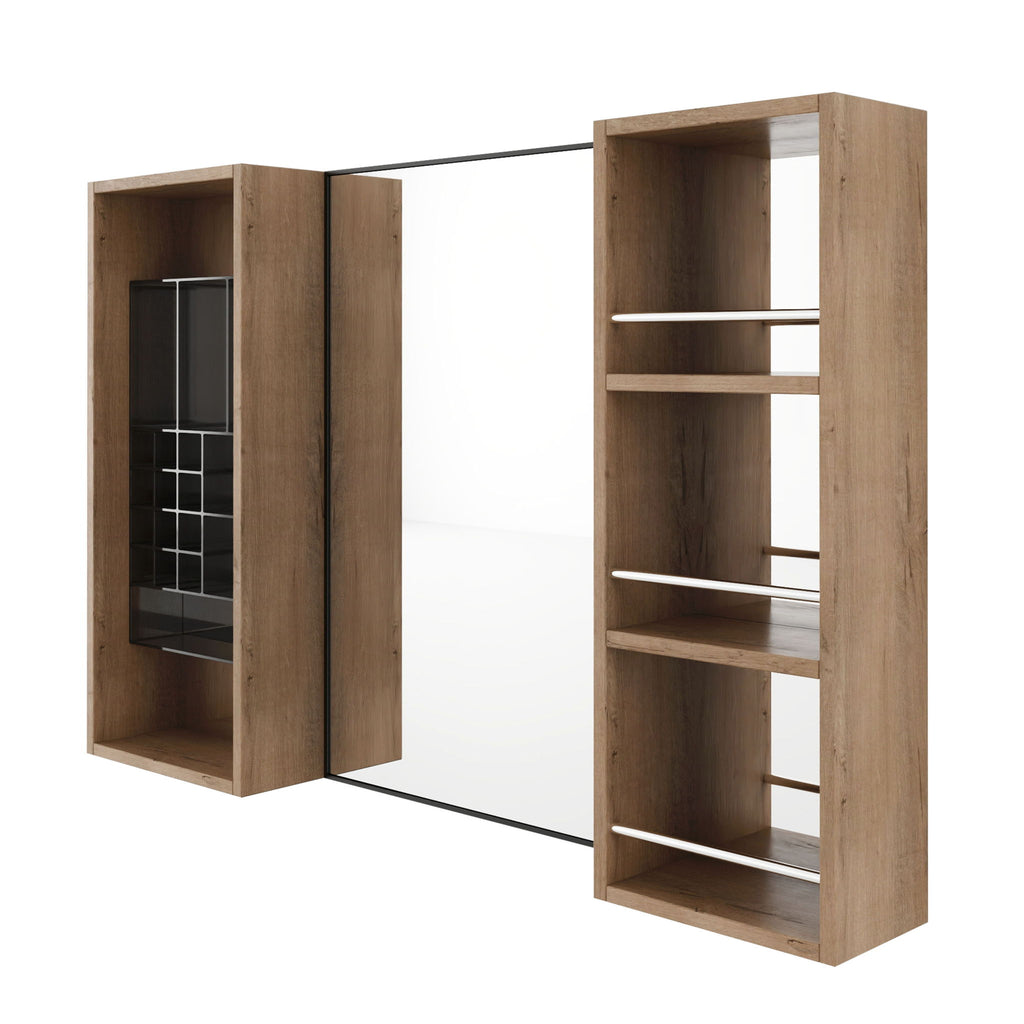 41.3" Wall Mounted Bathroom Cabinet With Storage - Imitative Oak