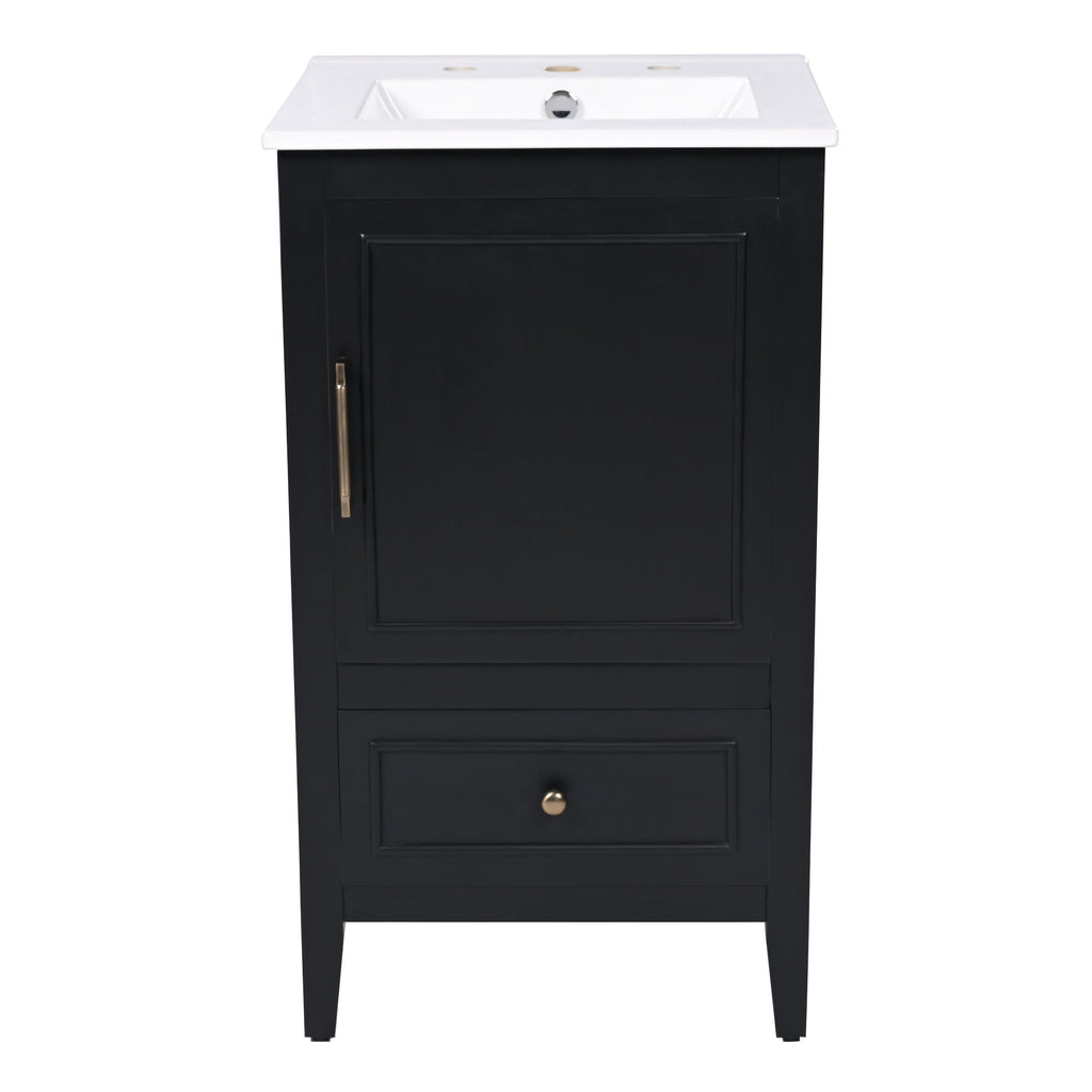 Modern Bathroom Vanity With Sink, Cabinet Storage, Drawer & Adjustable Feet