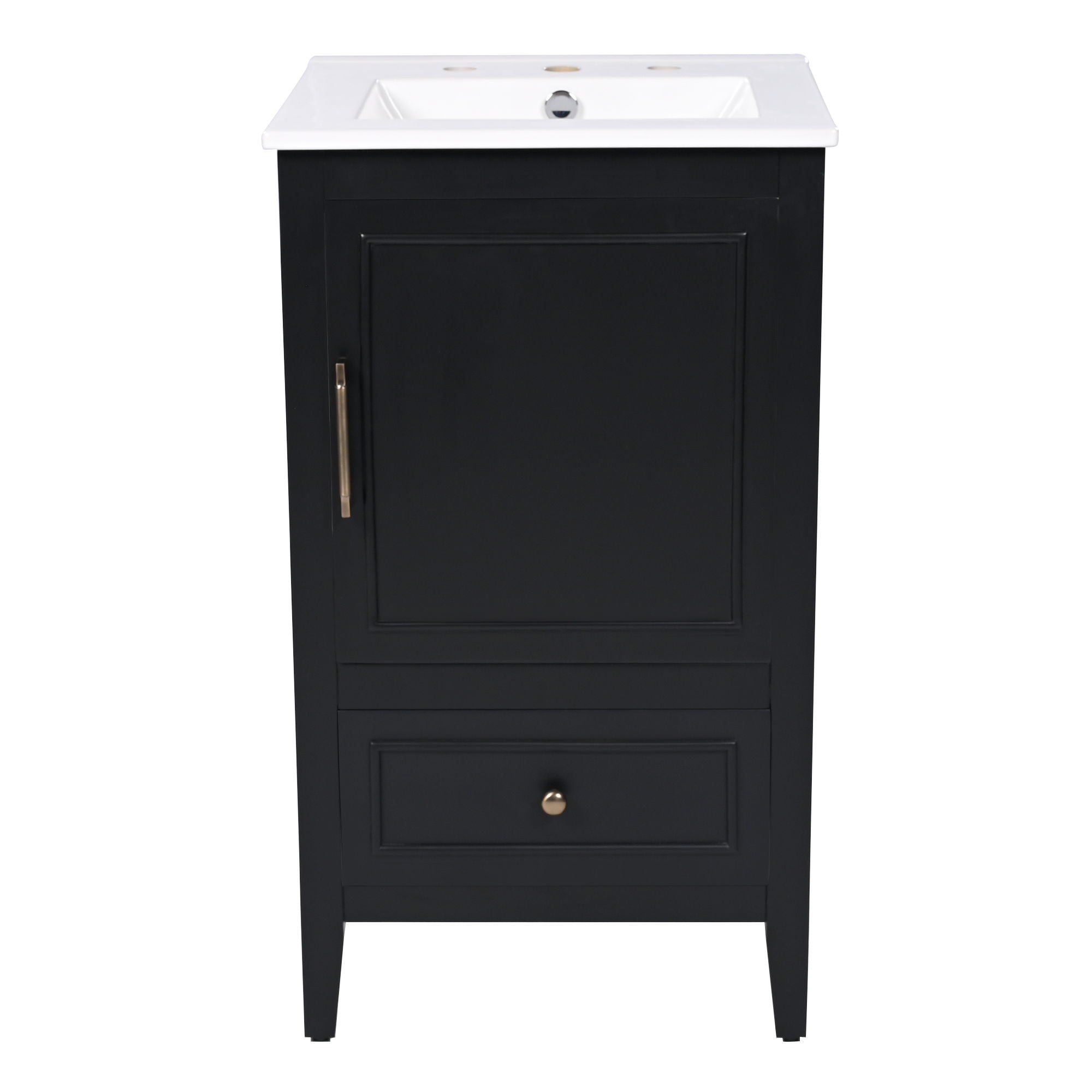 Modern Bathroom Vanity With Sink, Cabinet Storage, Drawer & Adjustable Feet