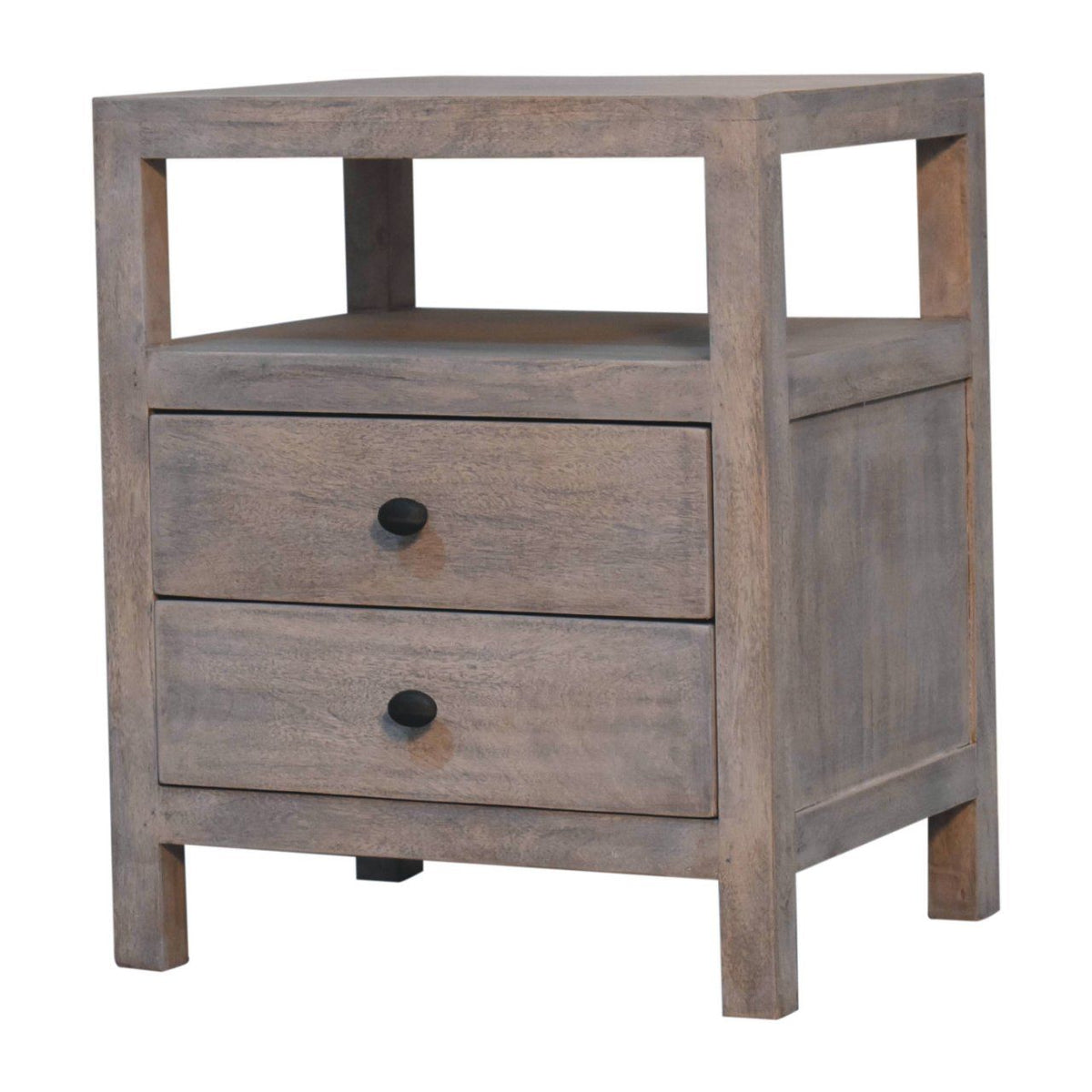 2 Drawer Open Bedside Table - Brown