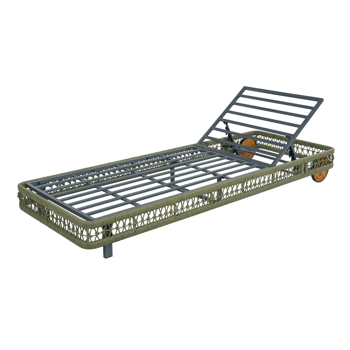 Outdoor Chaise Lounge & Wheels, 5 Position Adjustable Backrest