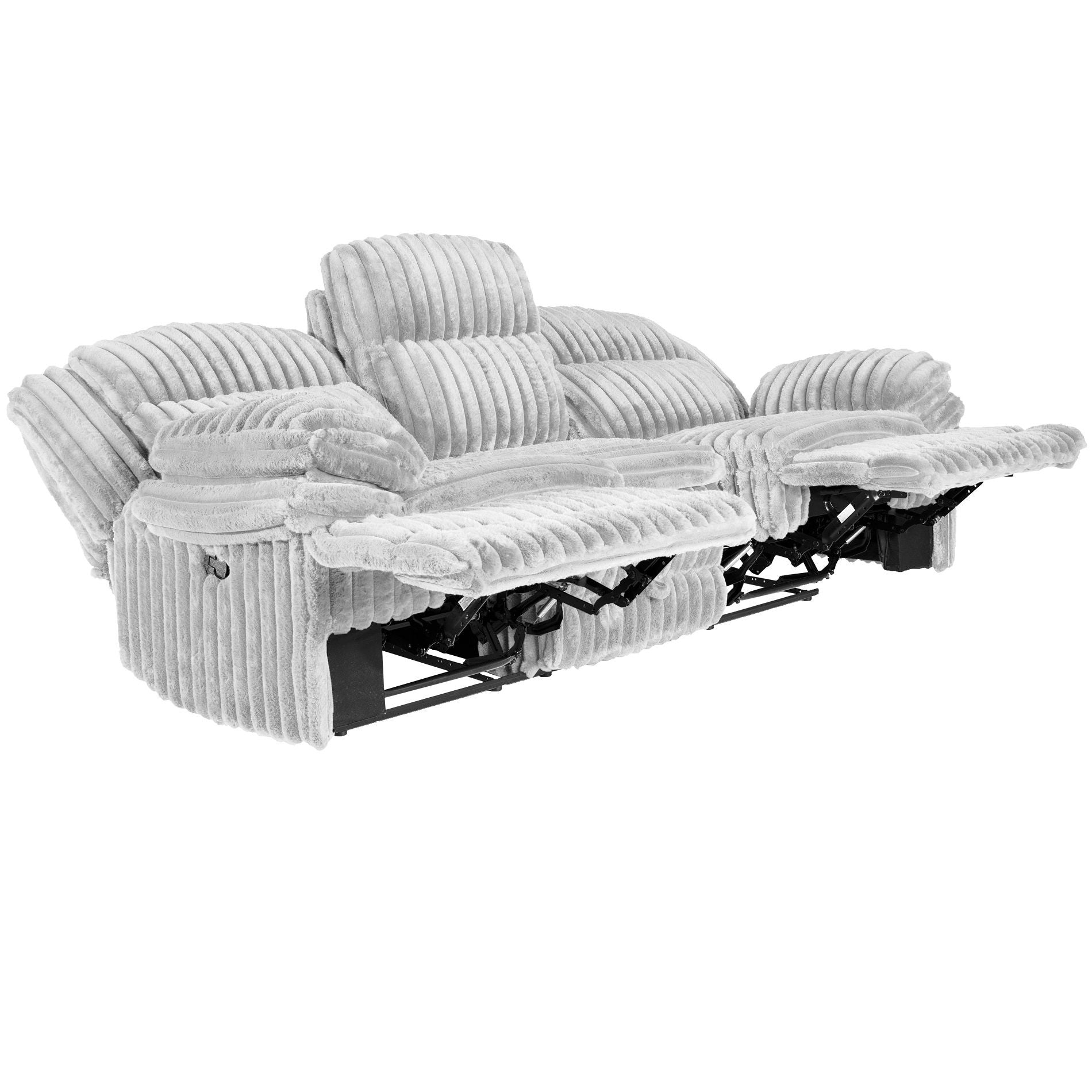 Motion Recliner Sofa With Fold-Down Table, Manual Recline, Charging Station & Cup Holders