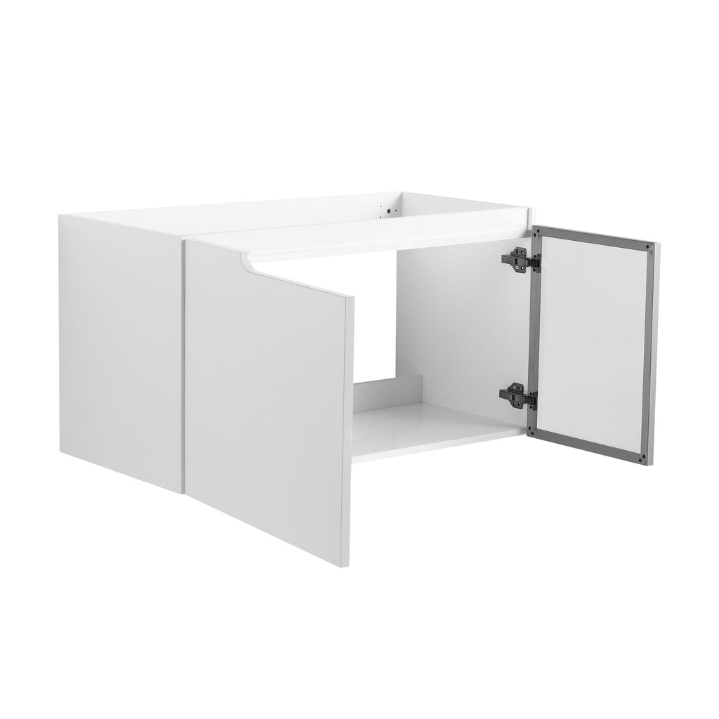 36" (35 1 / 4") Wall Mounted Bathroom Vanity, Cabinet With Half Door (Excluding Sink) - Glossy White