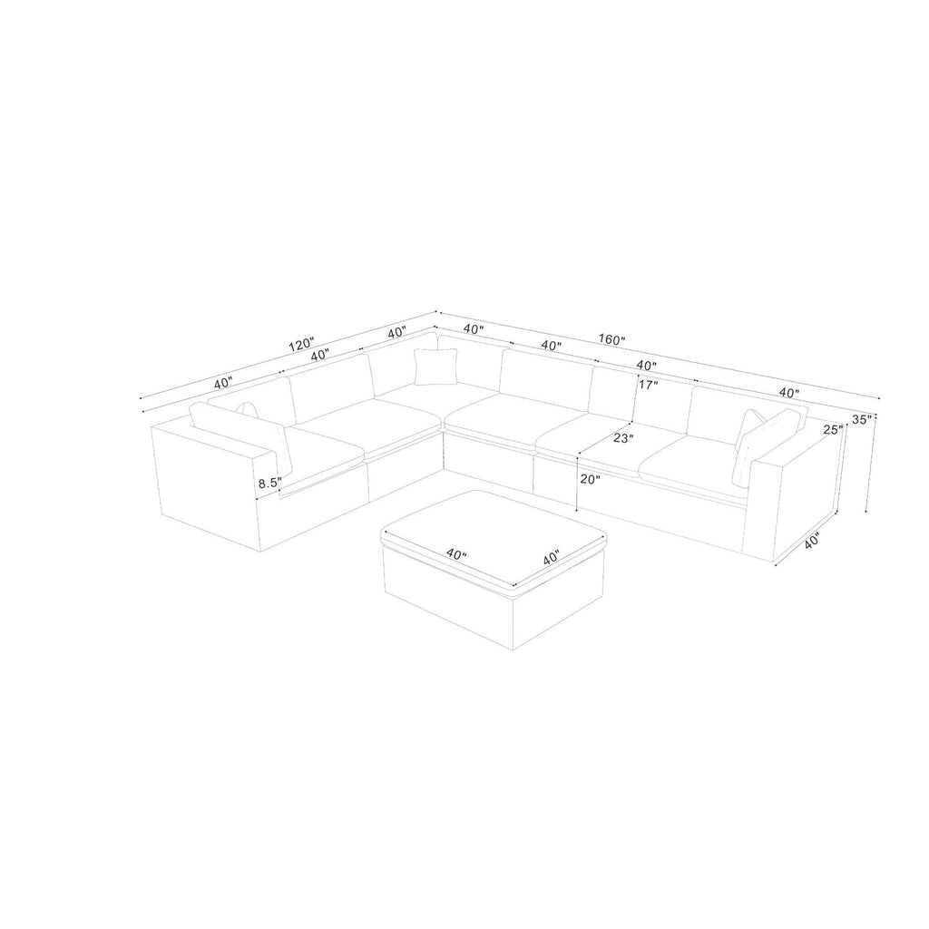 Custom Configuration Modular Sectional With Toss Pillows