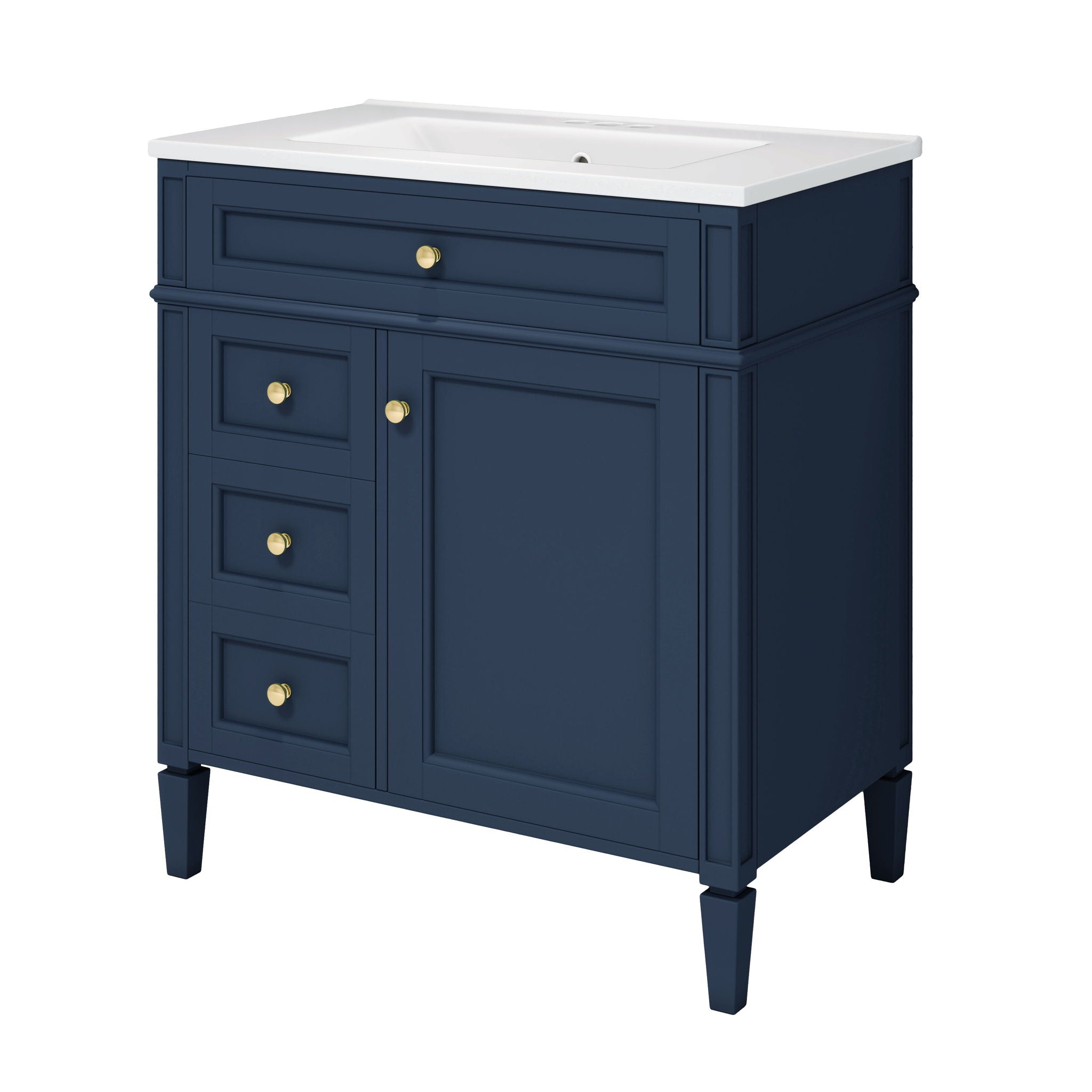 Bathroom Vanity With Medicine Cabinet, Royal Mirror Cabinet, Modern Bathroom Storage Cabinet With 2 Soft Closing Doors And 4 Drawers