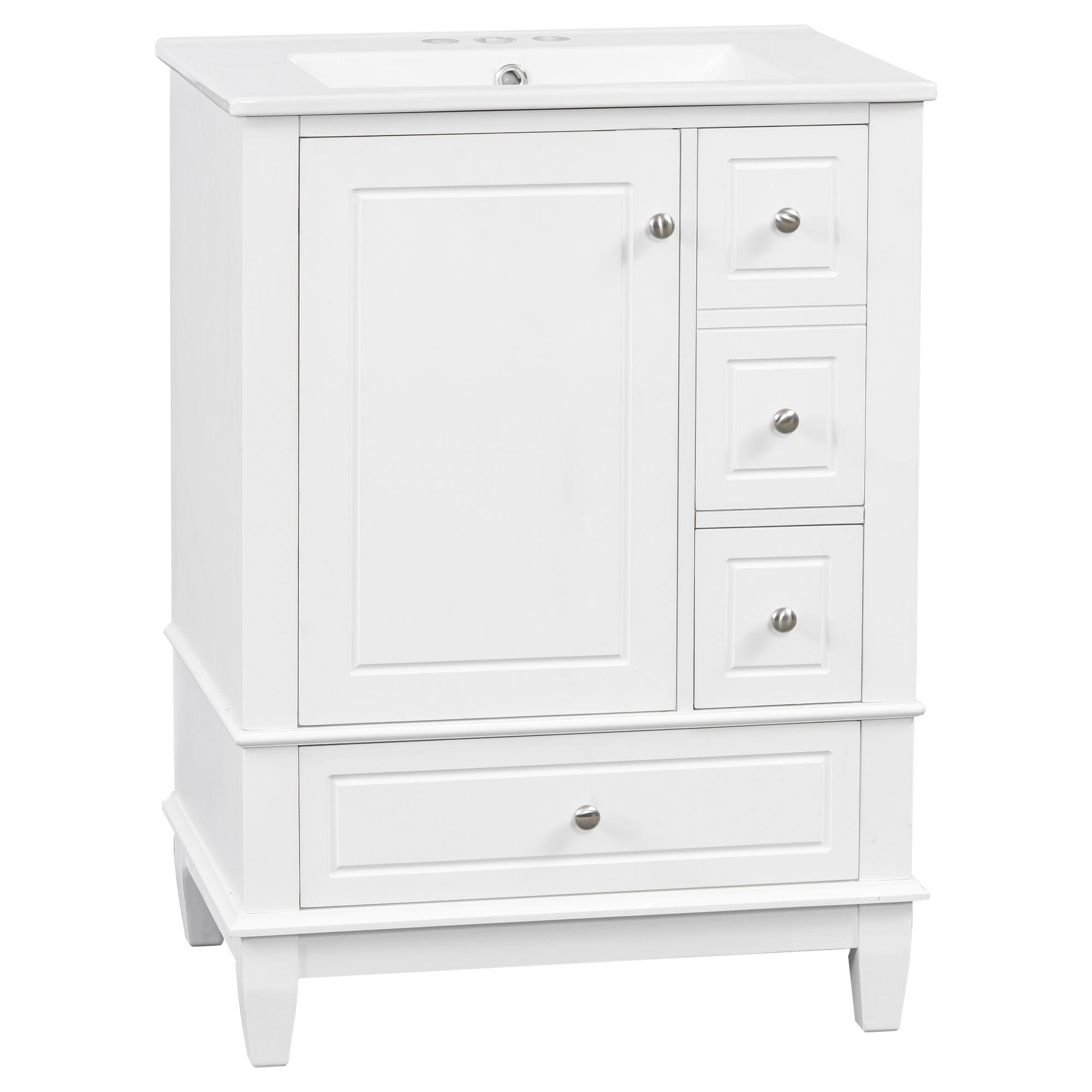 Modern Bathroom Vanity With Sink, Freestanding Cabinet With Drawers And Storage Shelves