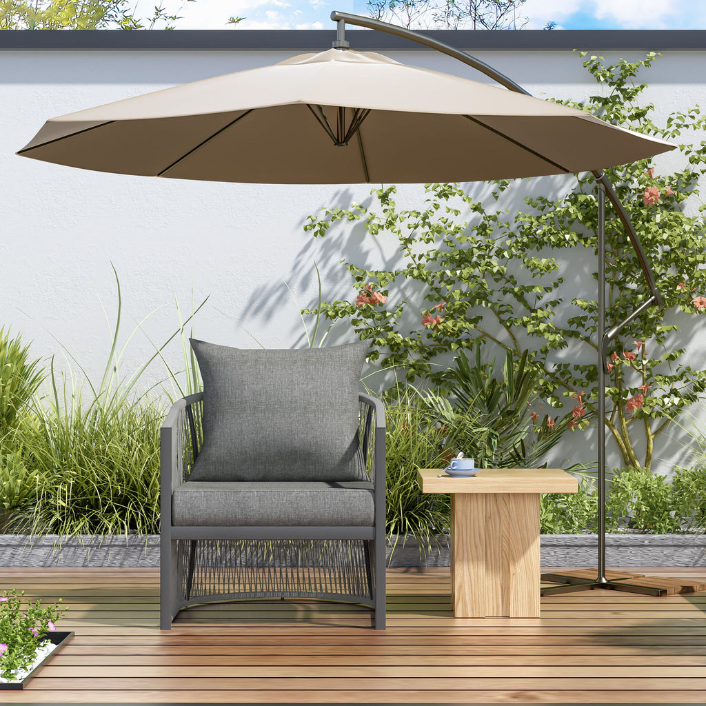 Modern Curved Aluminum Lounge Chair With Stylish Rope Weave Design And Cushioned Comfort For Outdoor