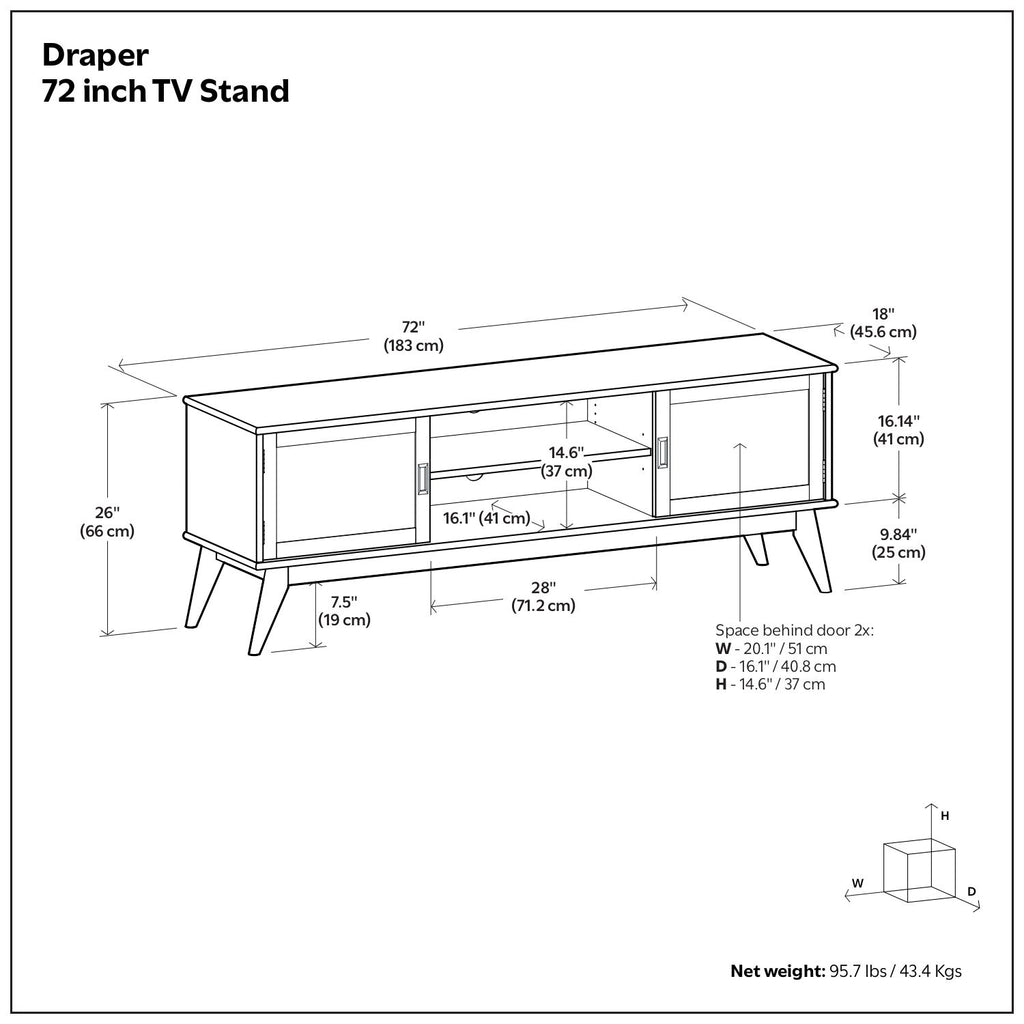 Draper - Handcrafted Mid Century Low TV Media Stand