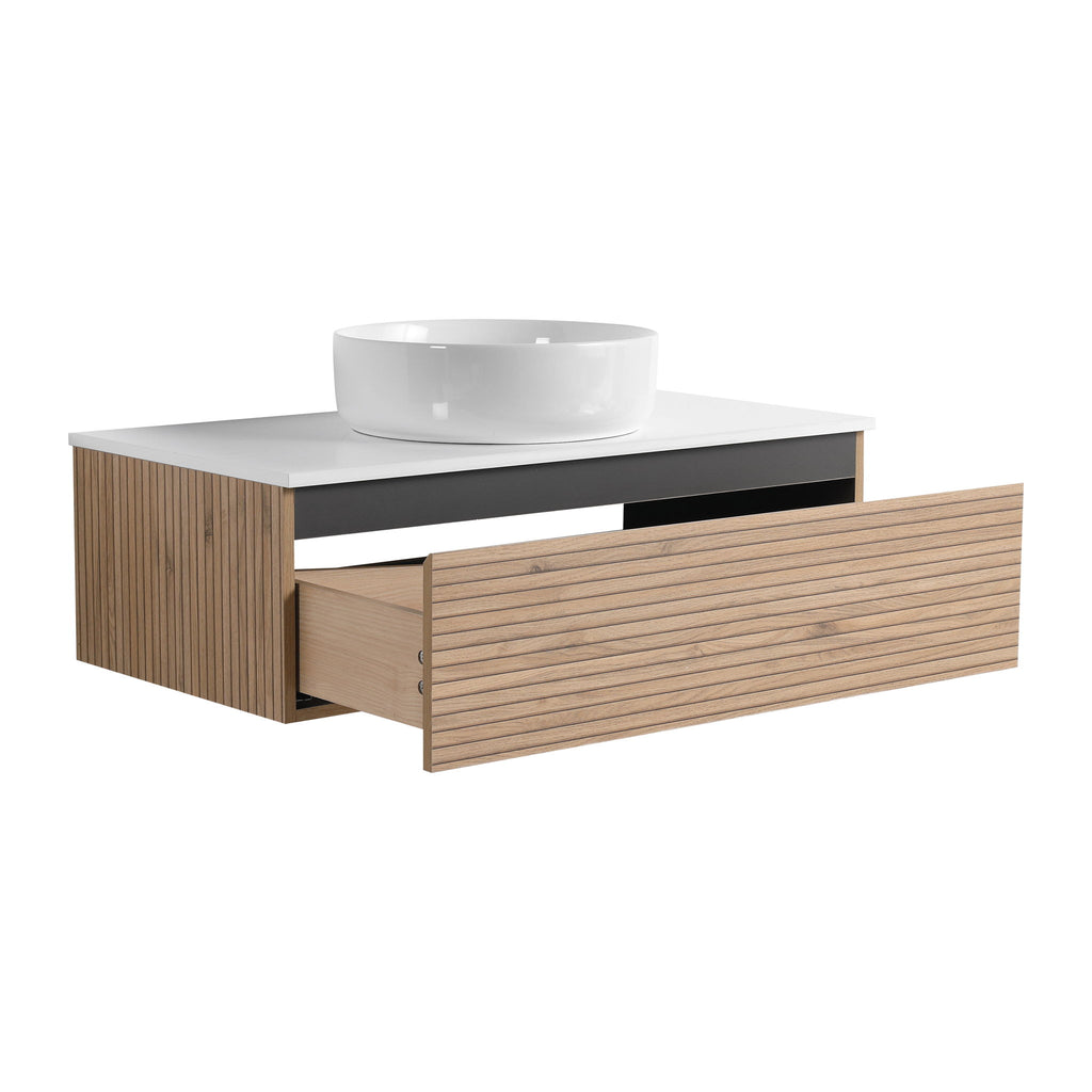 Wall Mounted Bathroom Vanity With Art Sink & 1 Soft Close Drawer