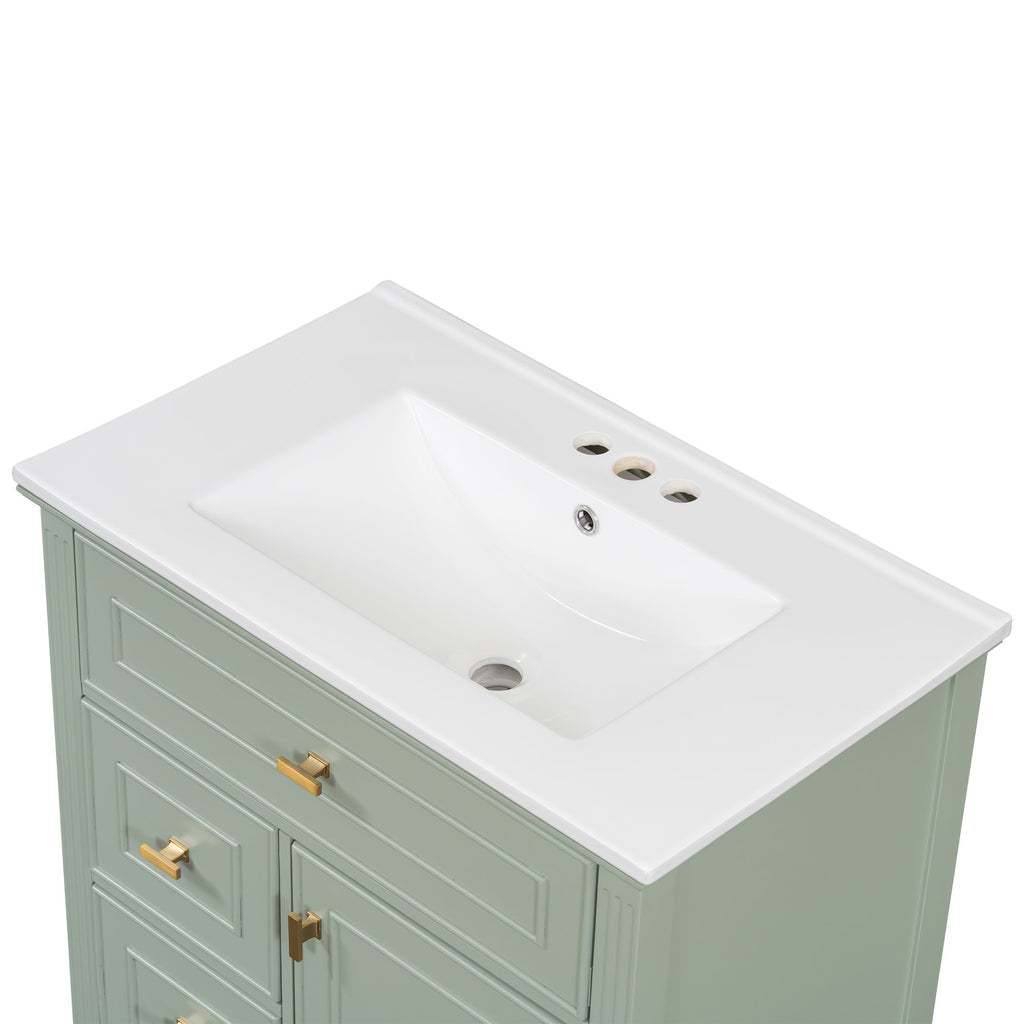 Modern Bathroom Vanity With Sink, 1 Flip Drawer And 2 Drawers, Adjustable Shelf