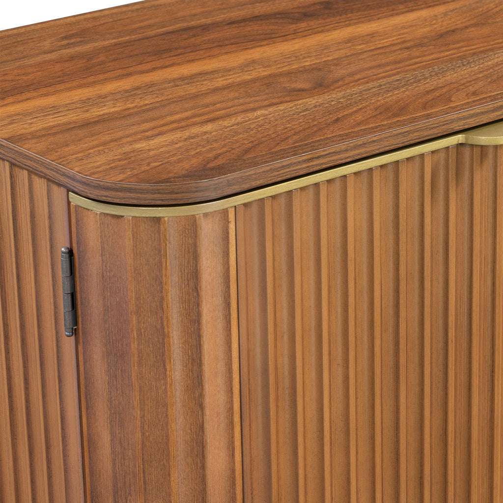 TV Stand, Fluted Media Console With Adjustable Shelves And Cable Holes