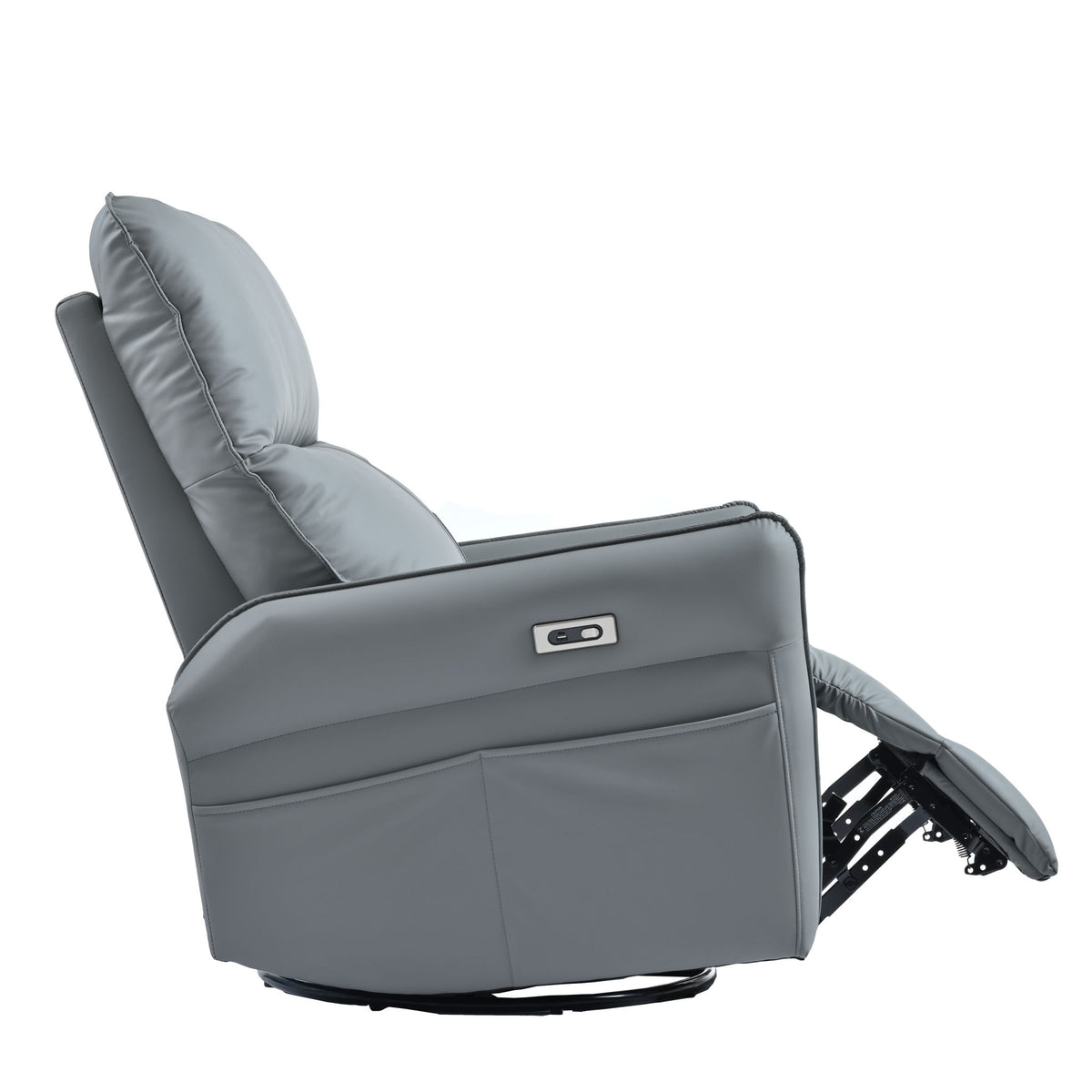 Power Swivel Rocker Recliner Chair, 270° Swivel Rocking Recliner Chair, Electric Small Recliners For Small Spaces, Single Sofa Recliner For Living Room - Blue / Gray