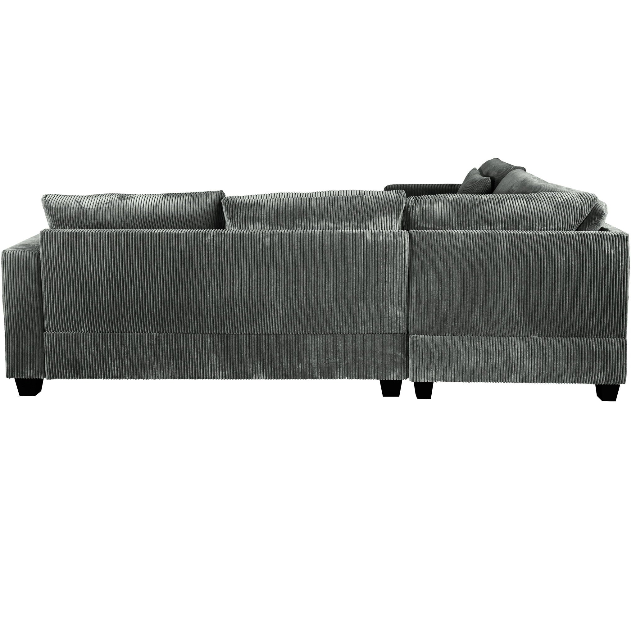 Modern Style L-Shaped Sectional Set With Ottoman