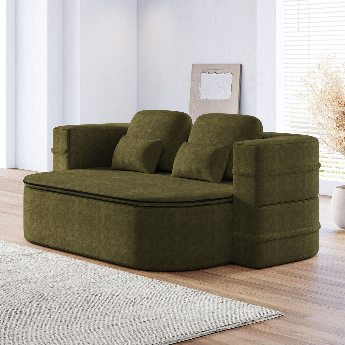 2 In 1 Foldable Sofa Bed With Multi Functional Blanket, Floor Lounge Sofa