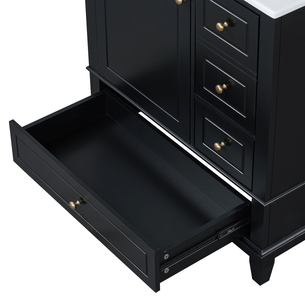 Freestanding Bathroom Vanity With Sink, Soft Close Door, 3 Drawers