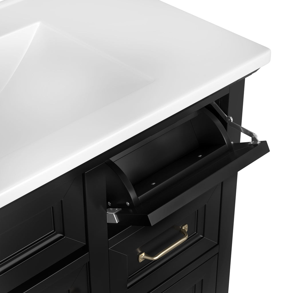 36" Bathroom Vanity With Sink, 2 Tip Out Drawers, Soft Close Hinges