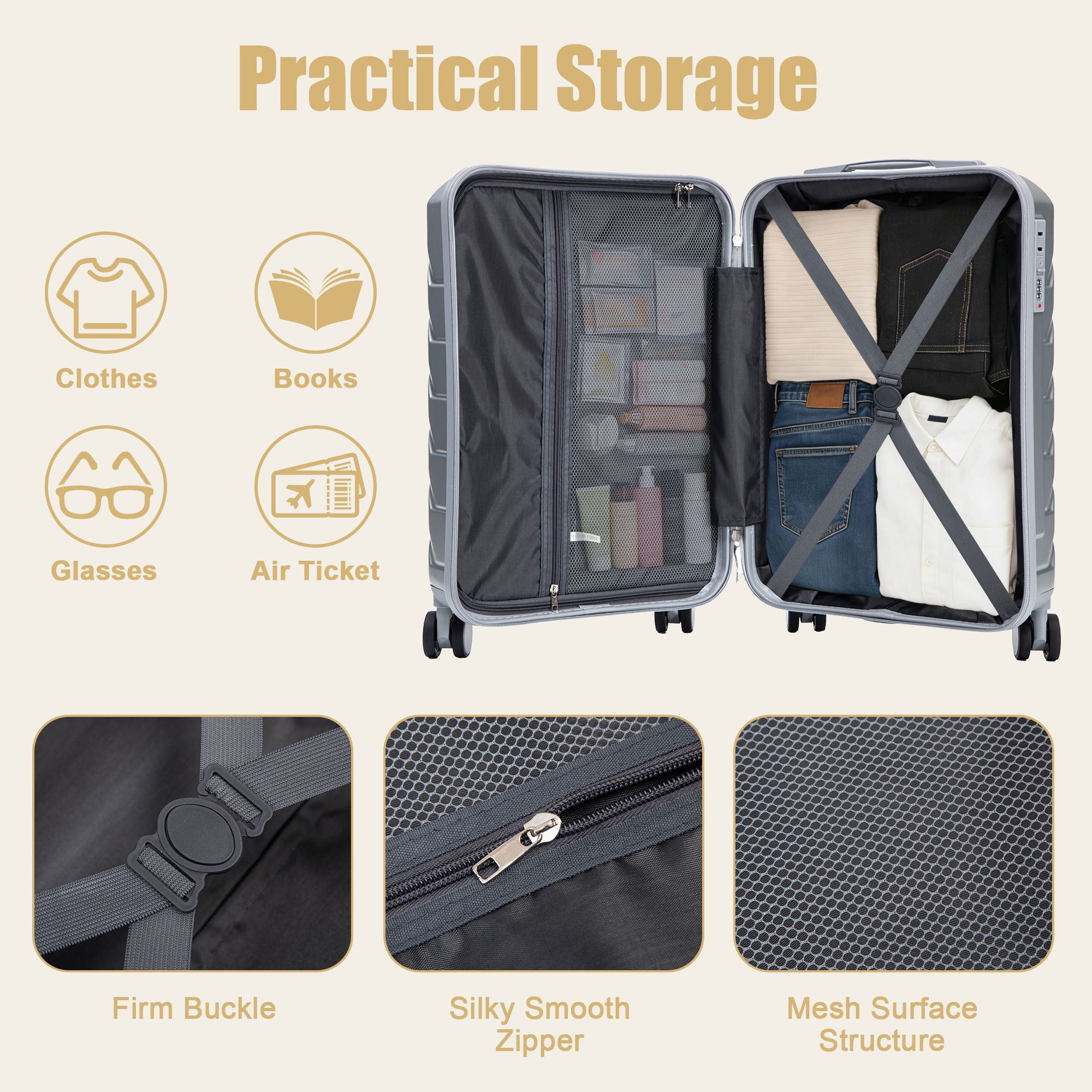 Hard Shell Travel Luggage With Scratch Resistant Surface