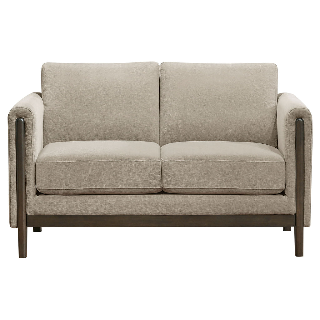 Fisher - Upholstered Panel Arm Loveseat - Taupe