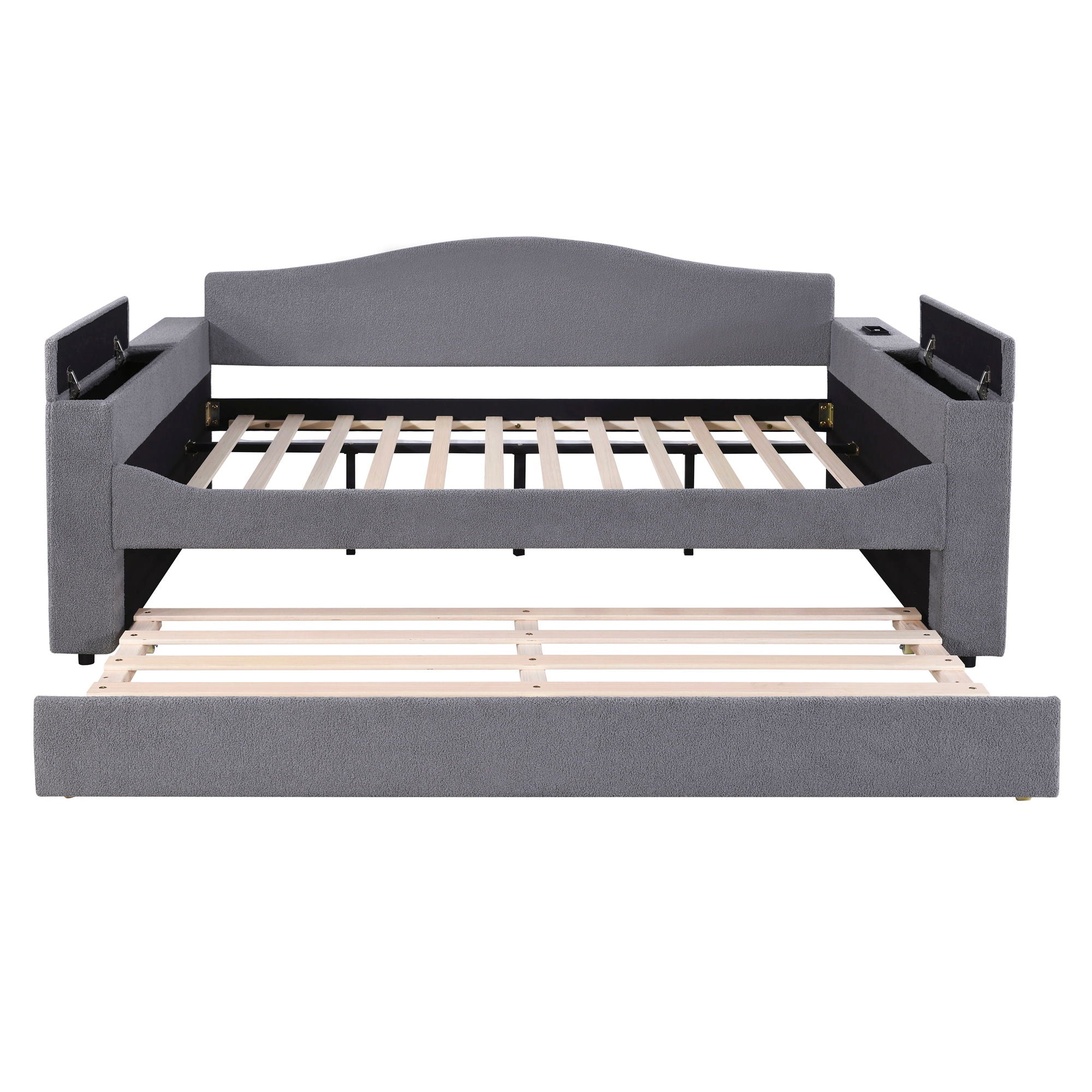 Upholstered Daybed With Storage Armrests, Trundle And Latest Integrated tooth Audio System