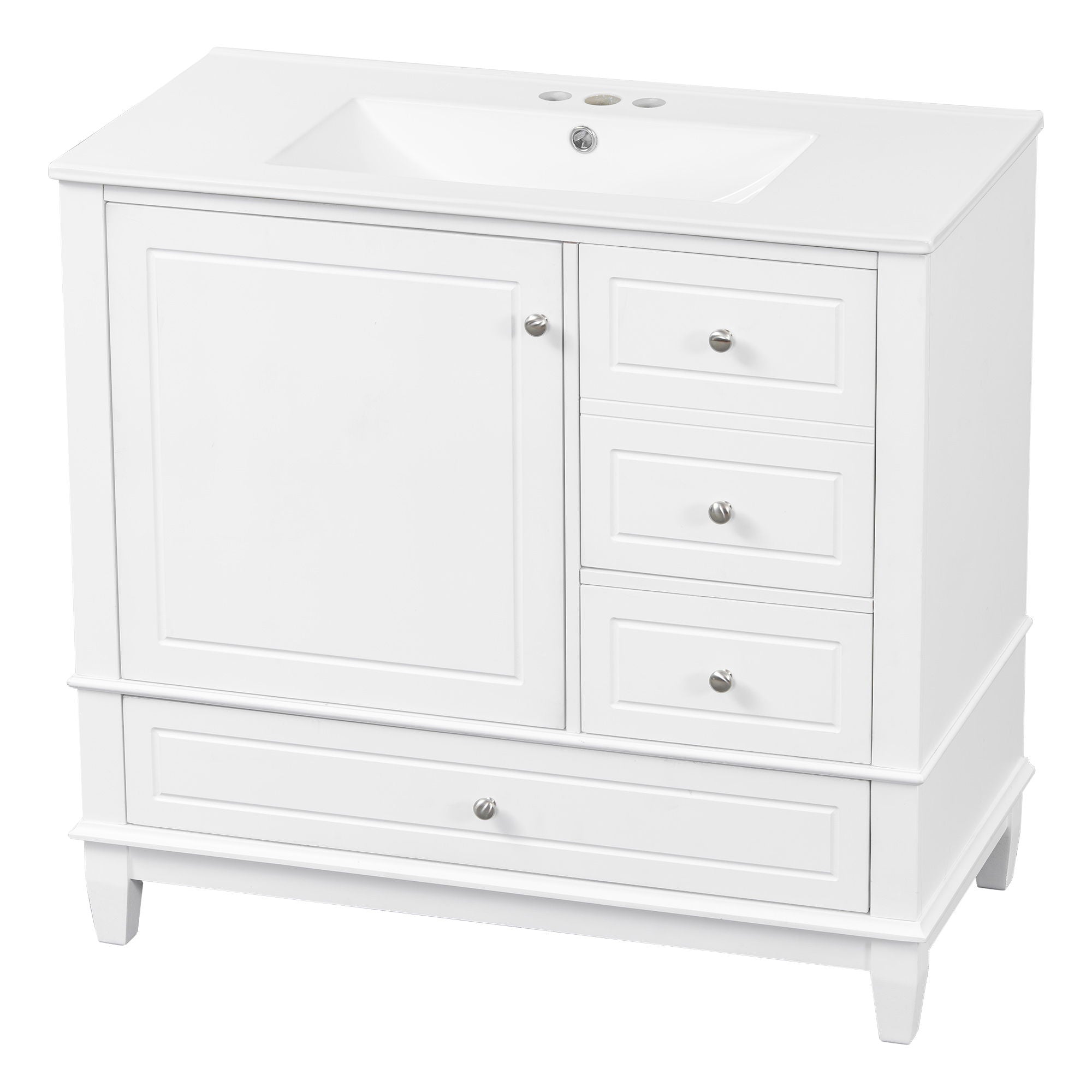 Modern Bathroom Vanity With Sink, 3 Drawers & Cabinet