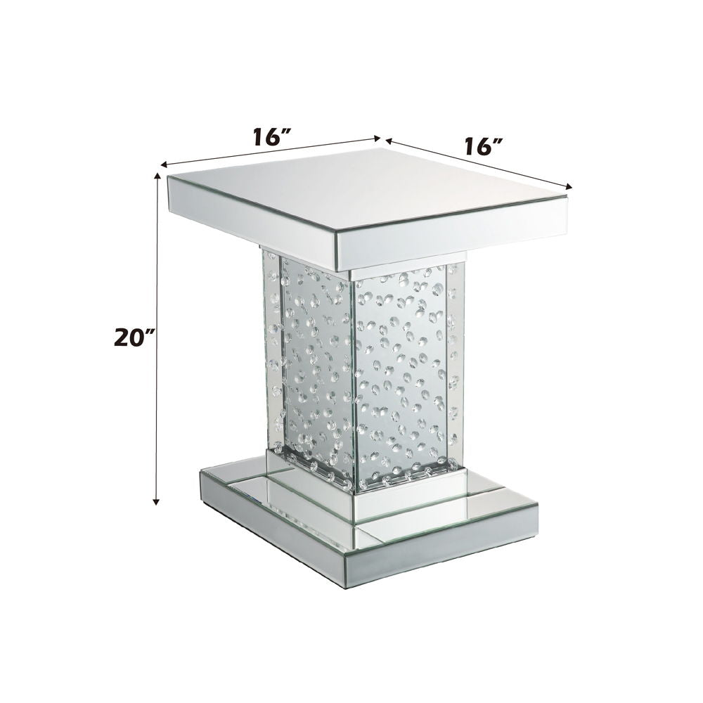 Nysa - 20" End Table - Mirrored & Faux Crystals