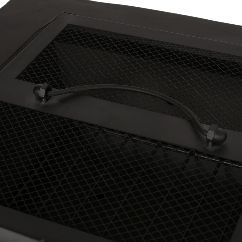 Outdoor Square Mgo Wood Burning Fire Pit - Dark Gray
