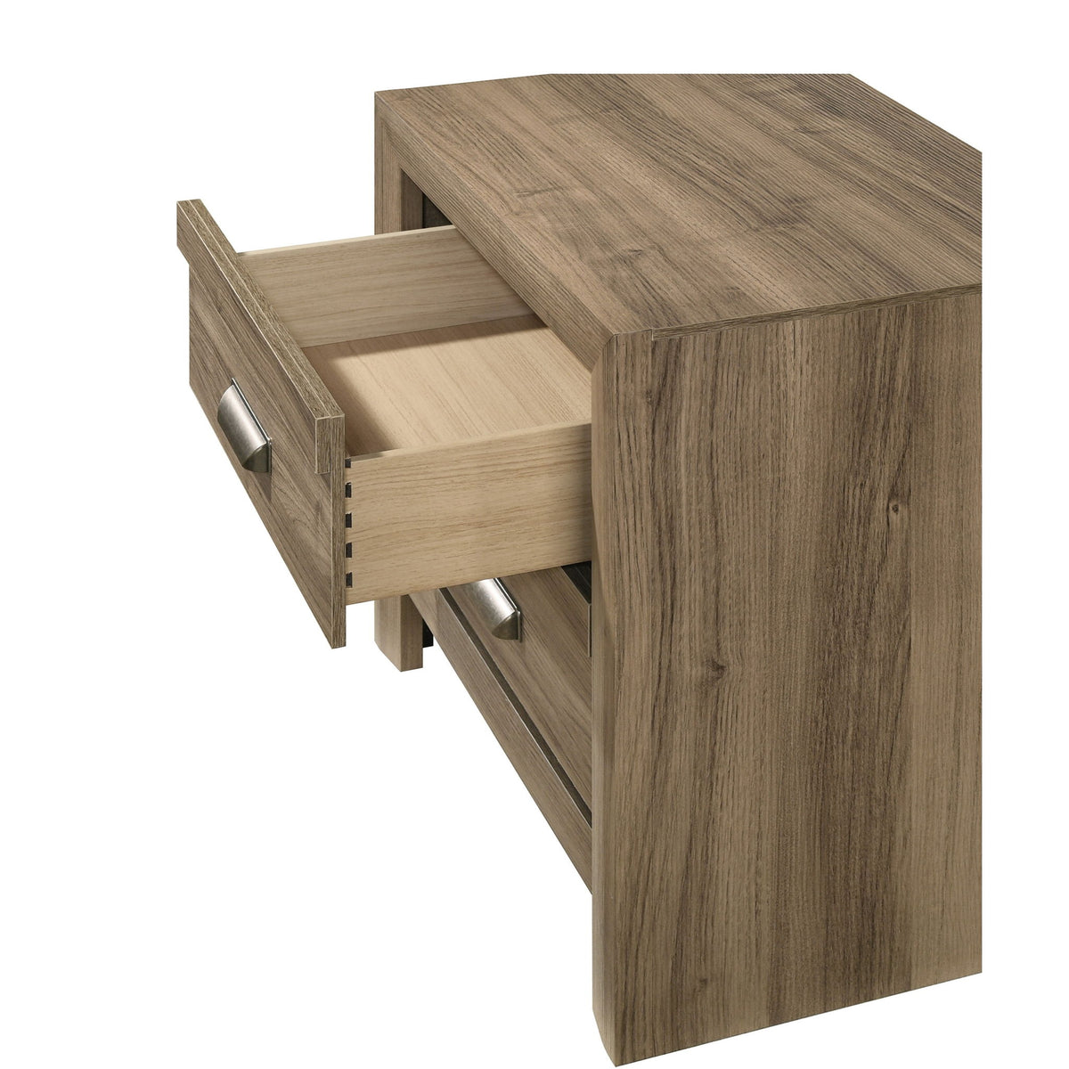 2 Drawer Nightstand With Pulls, Bedroom Furniture - Light Brown