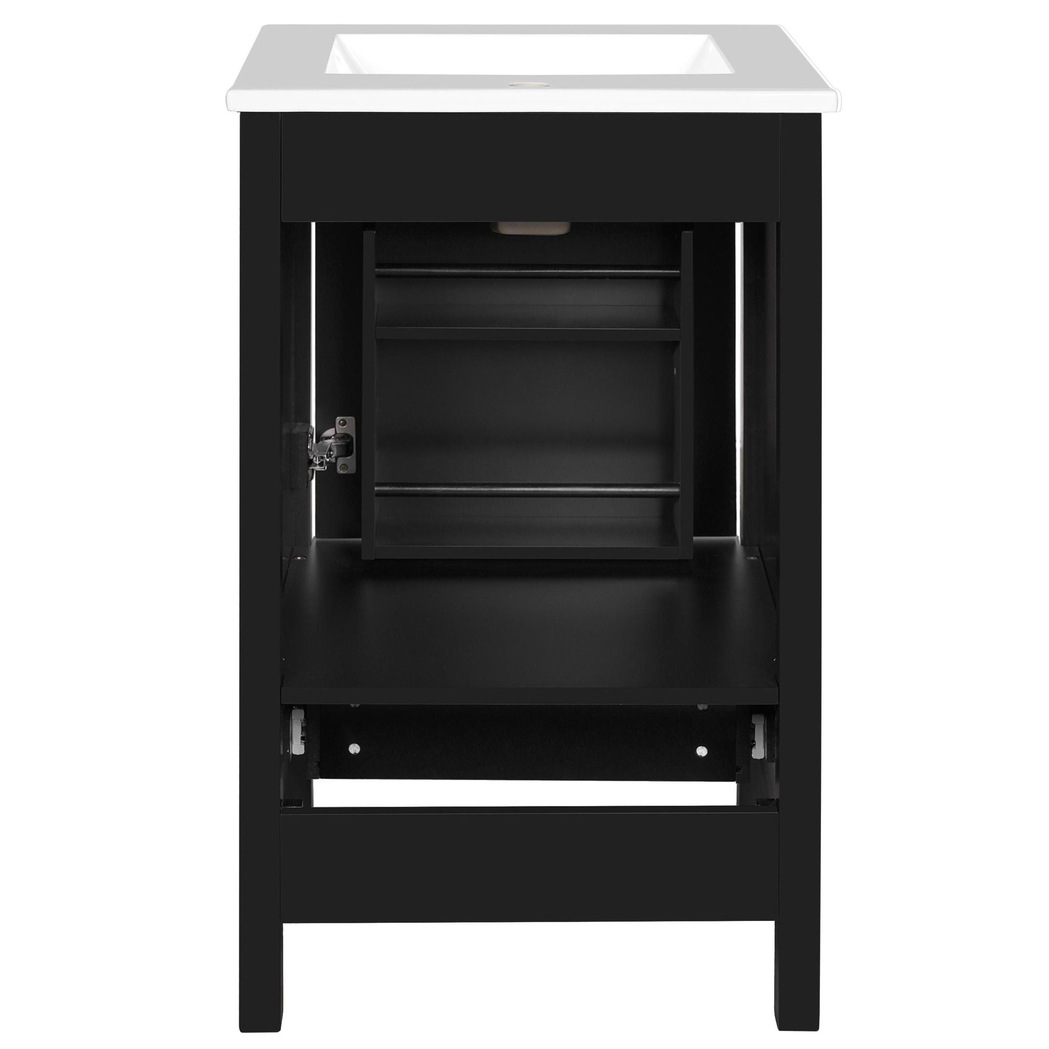 Bathroom Vanity With Ceramic Sink, Soft Close Drawers, Door Organizer, Divider Drawer, Adjustable Foot Pads