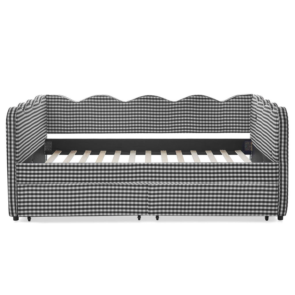 Gingham Daybed & USB Charging Port, Wave-Shaped Design