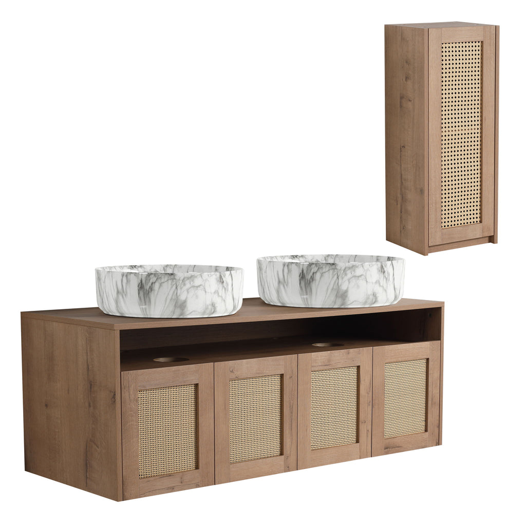 Bathroom Vanity & Art Sink And Side Cabinet, Float Mounting Design