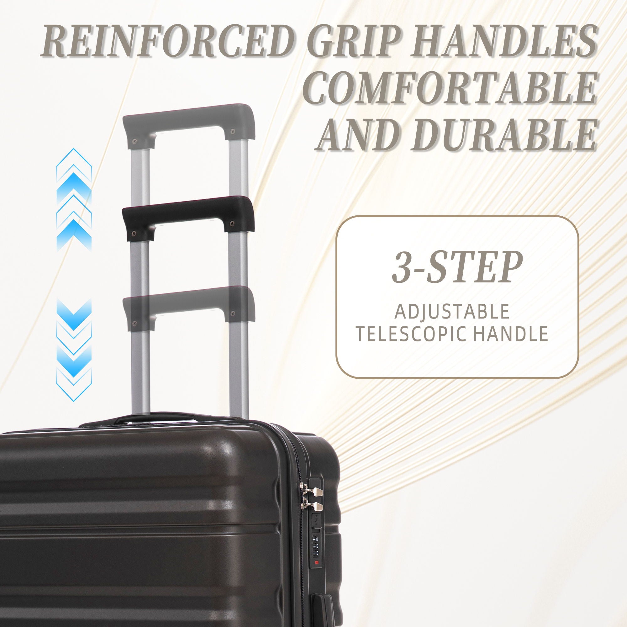 Tourist 3 Piece Luggage Set, Combination Lock, Durable Hard Shell With 360° Silent Wheels