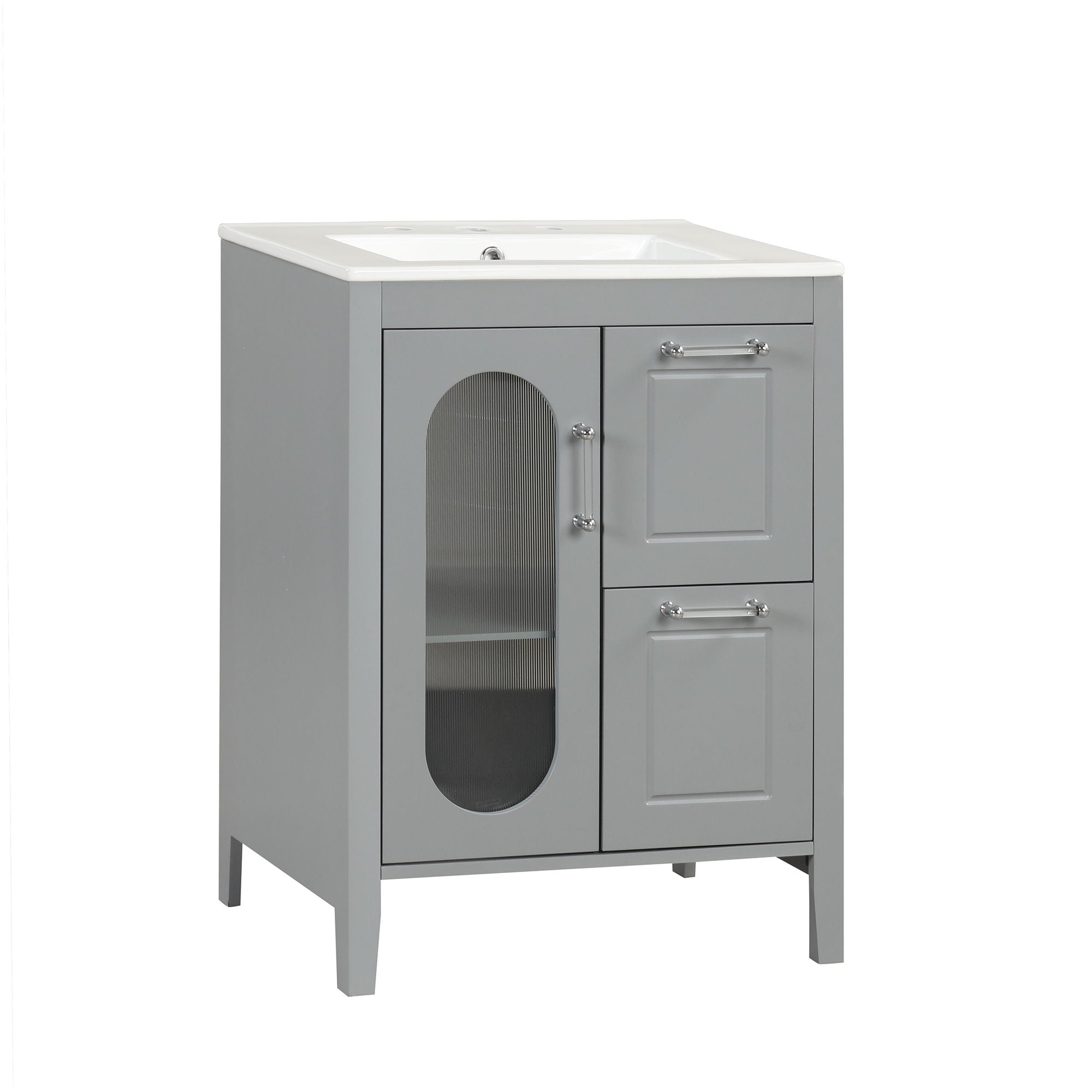 Modern Bathroom Vanity With Sink, Cabinet With 2 Drawers And Door, Adjustable Shelf
