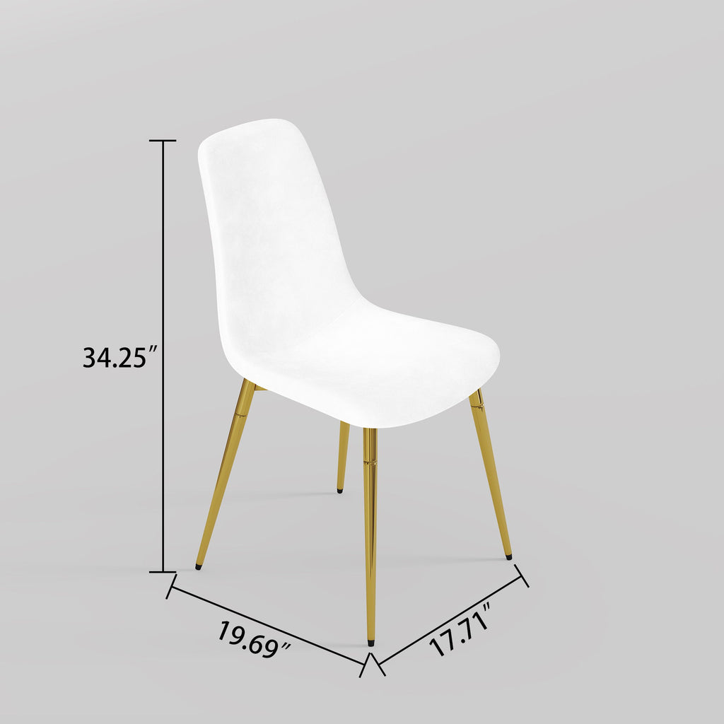 Fabric Dining Chairs, Upholstered Armless Accent Chairs, Classical Appearance And Metal Legs (Set of 4)