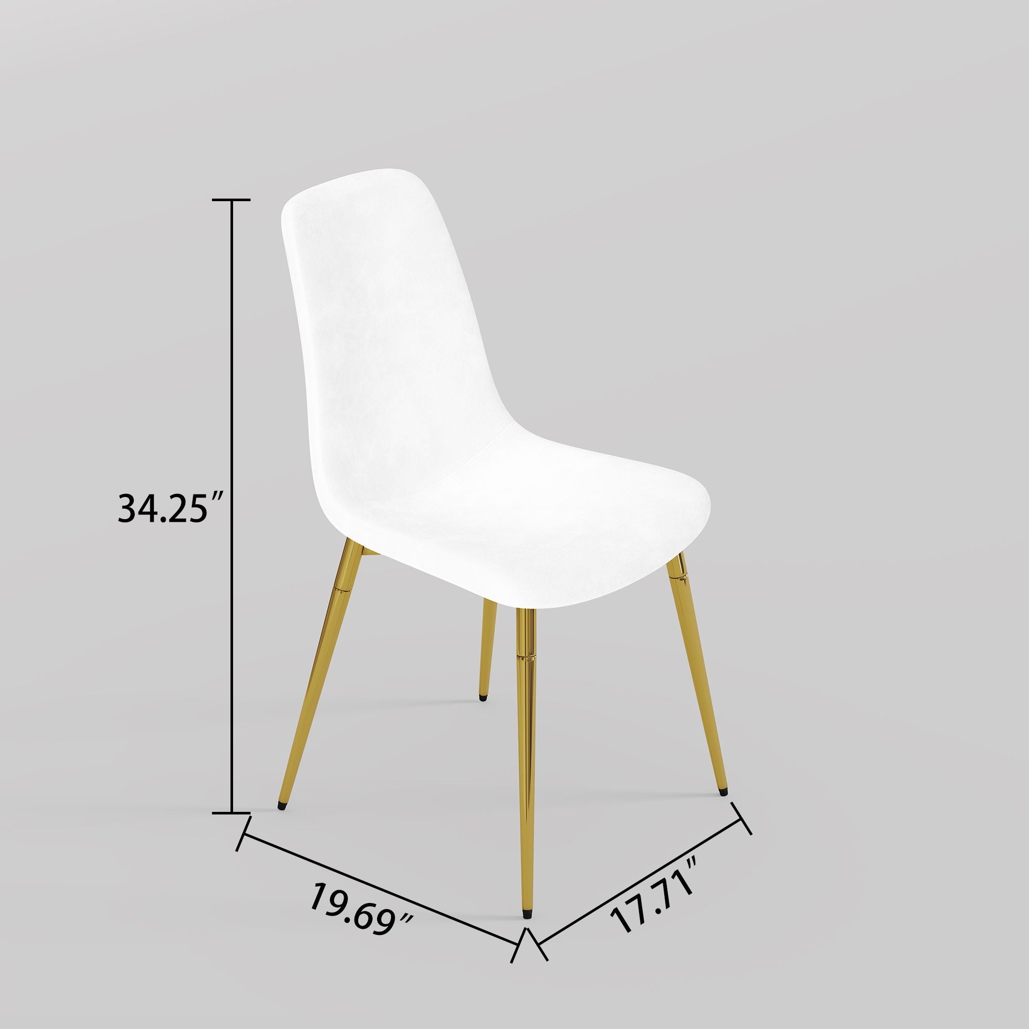 Fabric Dining Chairs, Upholstered Armless Accent Chairs, Classical Appearance And Metal Legs (Set of 4)