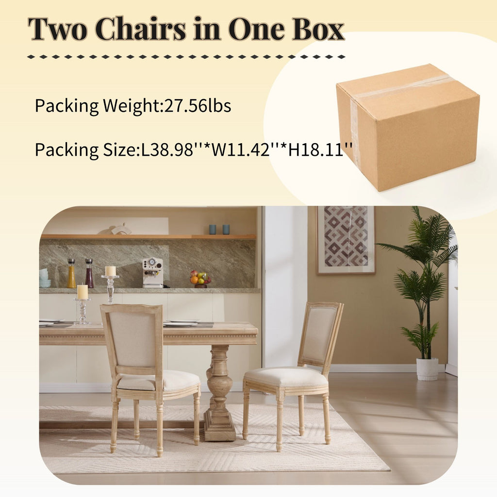 Dining Chairs Upholstered With T - Shaped Back (Set of 2) - Beige