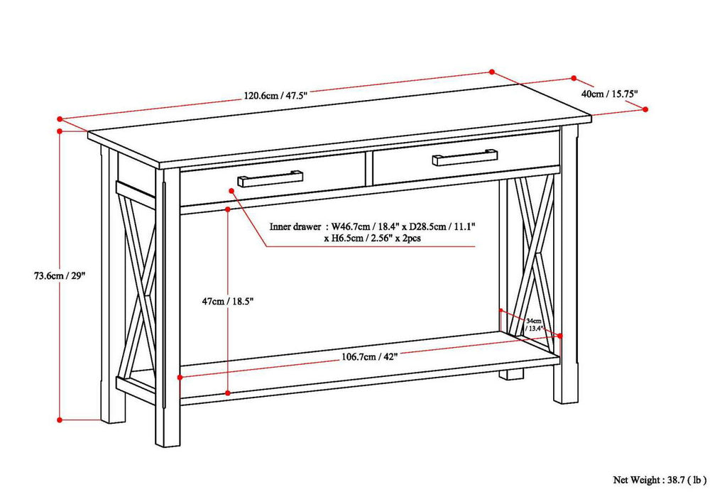 Kitchener - Console Sofa Table - Farmhouse Gray