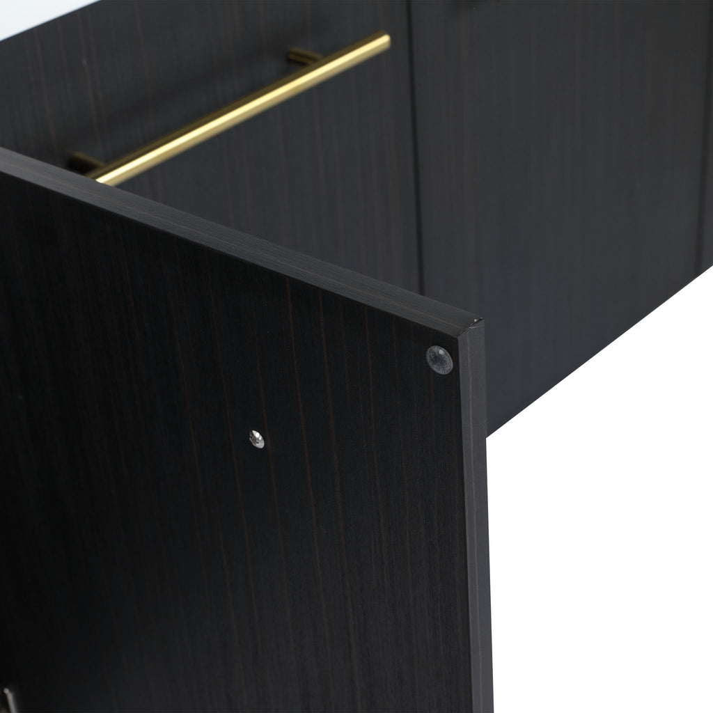 Modern Wall Mounted Bathroom Vanity With Left Sink And Storage Rack