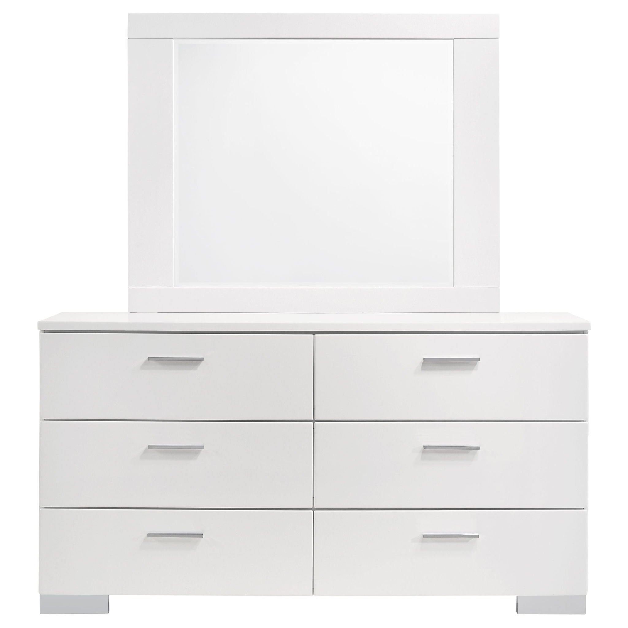 Dulcey - 6 Drawer Dresser With Mirror - Gloss White