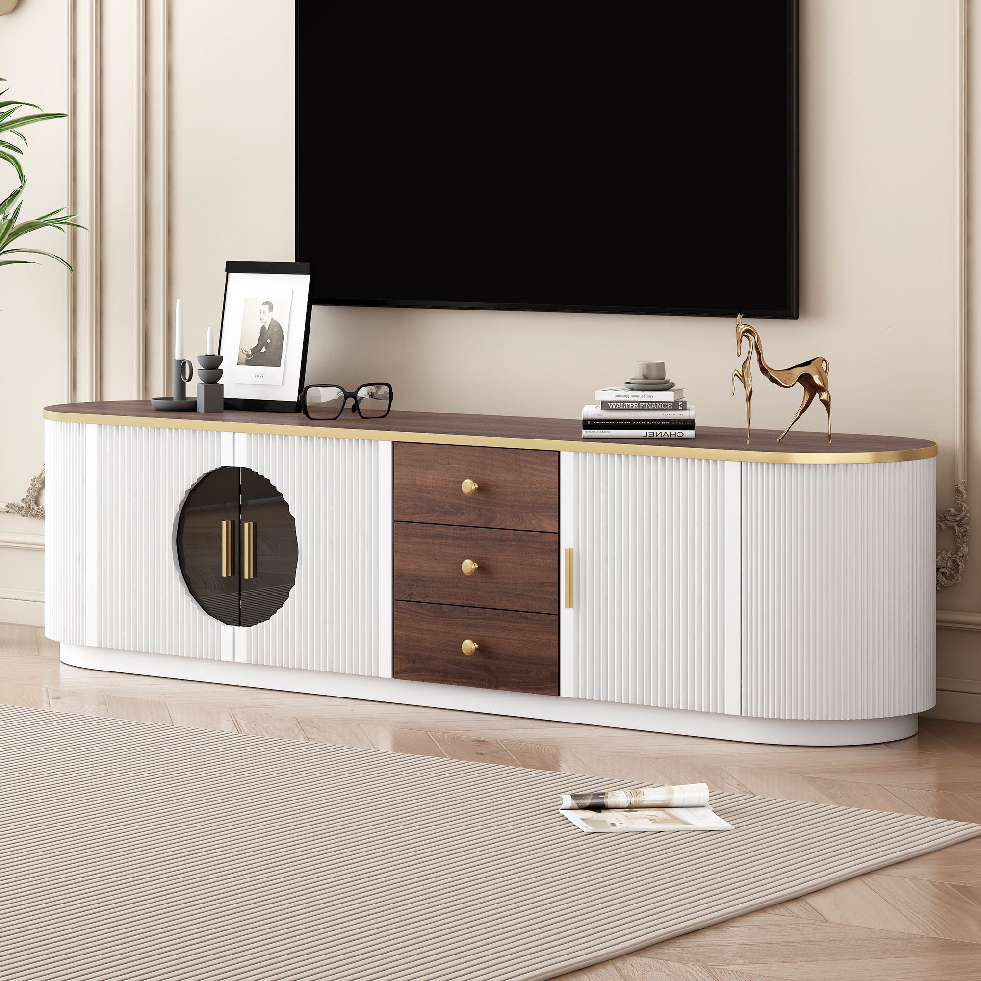 Minimalist TV Stand With 3 Drawers And 1 Shelf