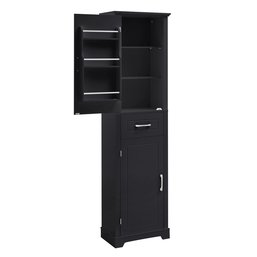 Tall Freestanding Bathroom Storage Cabinet With 2 Doors And Adjustable Shelves