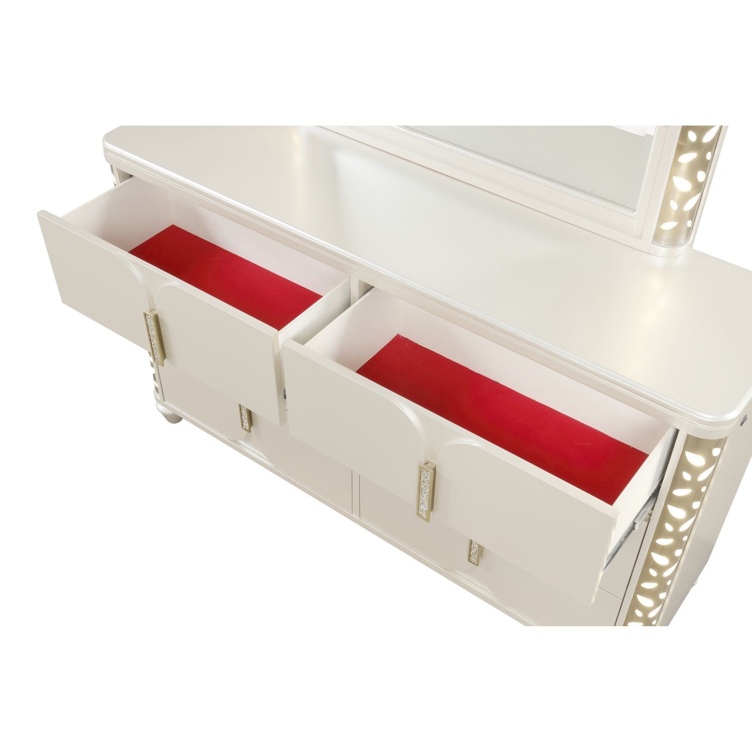 Cinderella - Dresser With LED Accents And 6 Storage Drawers (Mirror Not Included) - Beige