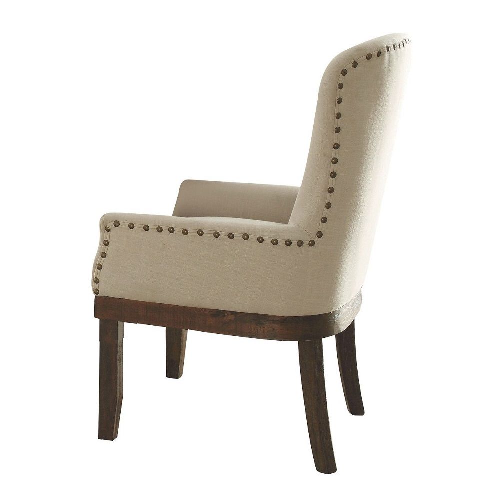 Landon - Arm Chair - Beige Linen & Salvage Brown