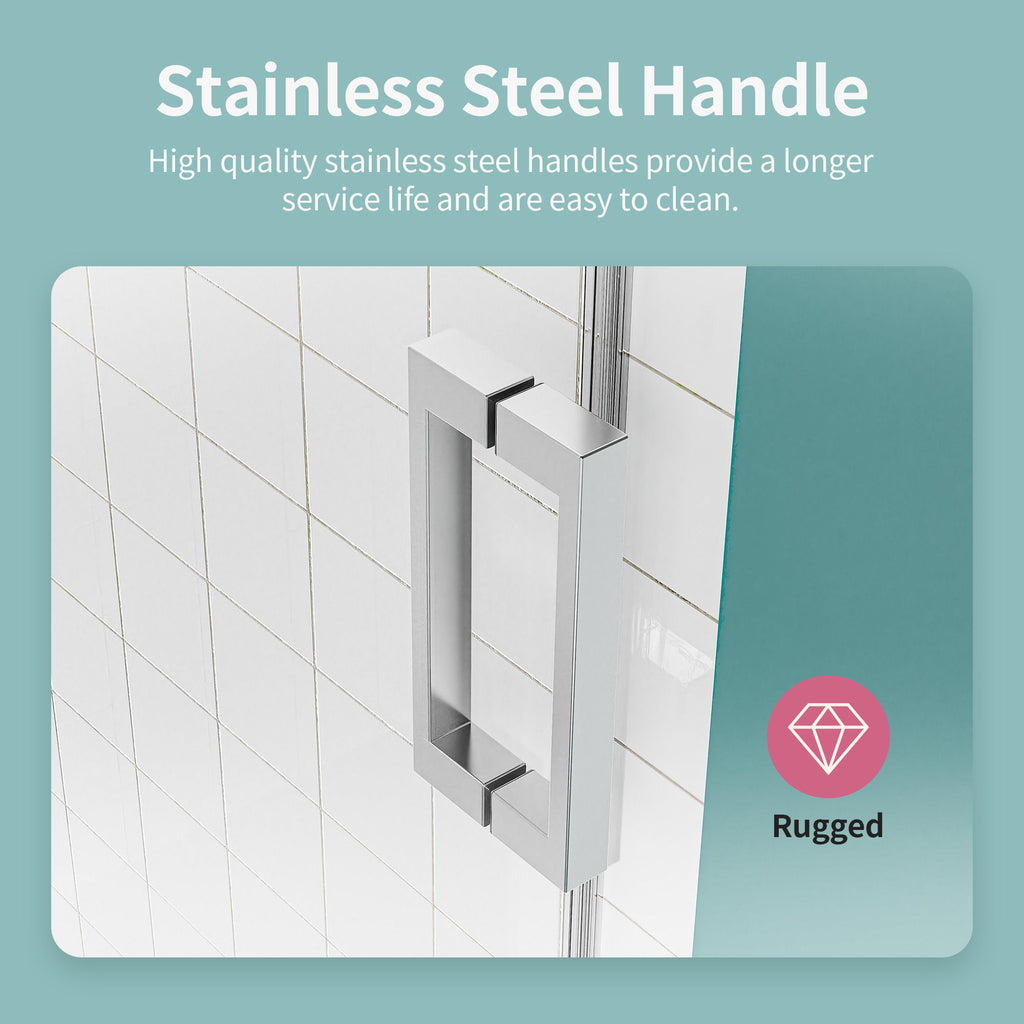Frameless Single Sliding Soft Close Shower Doors, Reversible Installatio - Chrome