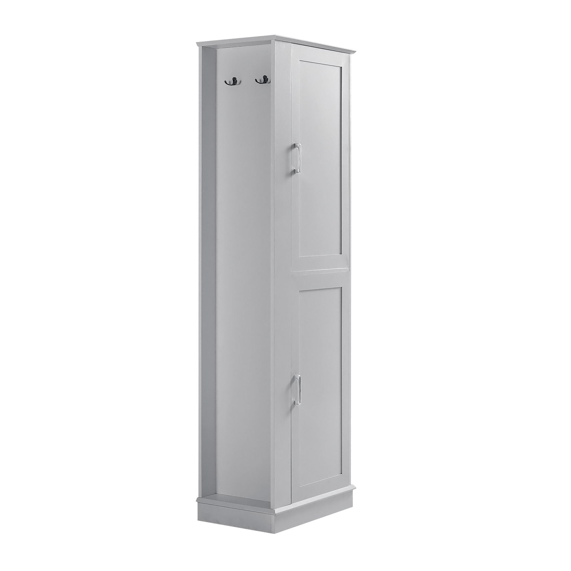 Tall Freestanding Bathroom Storage Cabinet With Adjustable Shelves And Side Hooks