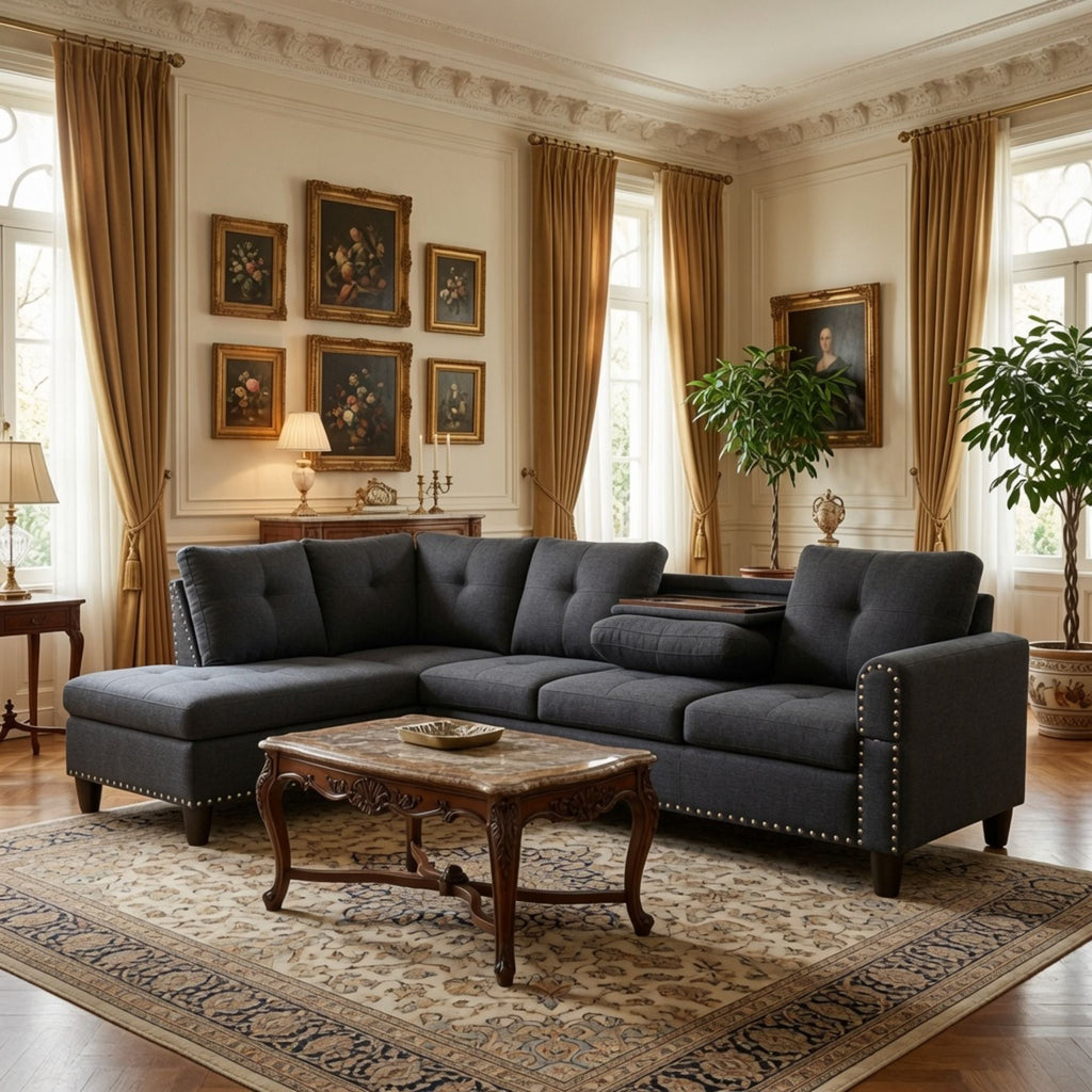 L - Shaped Sectional Sofa With Movable Left Chaise