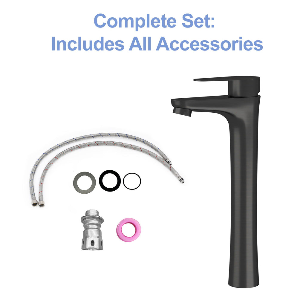 Single Handle Vessel Sink Faucet With Tall Spout For Bathroom Vanity - Oil-Rubbed Bronze